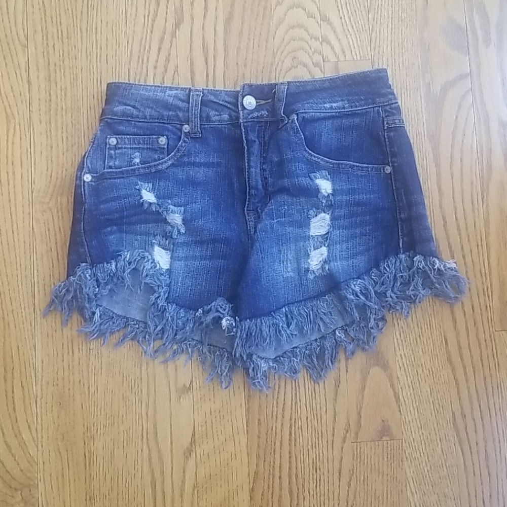 Altar'd State fringe denim cut off shorts 26